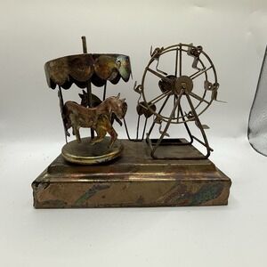 Berkeley Designs Copper Carousal & Ferris Wheel Music Box Plays Music & Turns